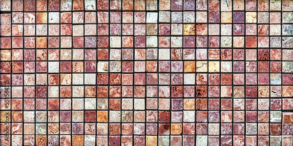 Fototapeta Travertine tile ceramic, mosaic square design seamless texture,