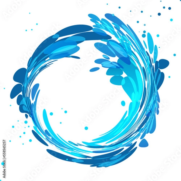 Obraz Water twisted splash round shape, vector illustration