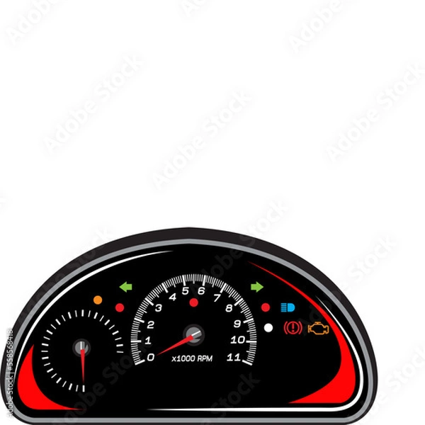 Obraz black car dashboard with gauges illustration vector