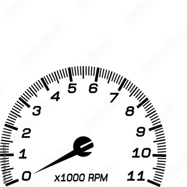 Obraz Speedometer scale with numbers. Vector illustration isolated on white background