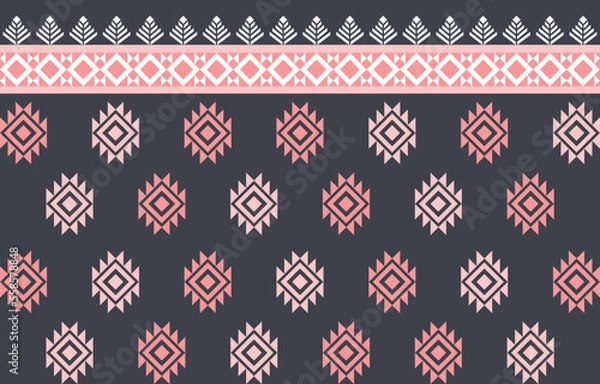 Fototapeta gray pink colorful textile design for cloth fabric carpet background decorate fashion. native traditional Ethnic Aztec geometric seamless pattern design.  Moroccan native fabric. sarong, carpet.   