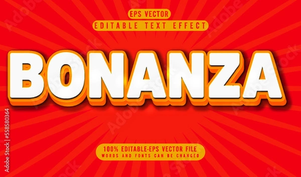 Fototapeta Bonanza 3d editable text effect vector template