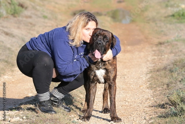 Obraz chien et sa maitresse : amour