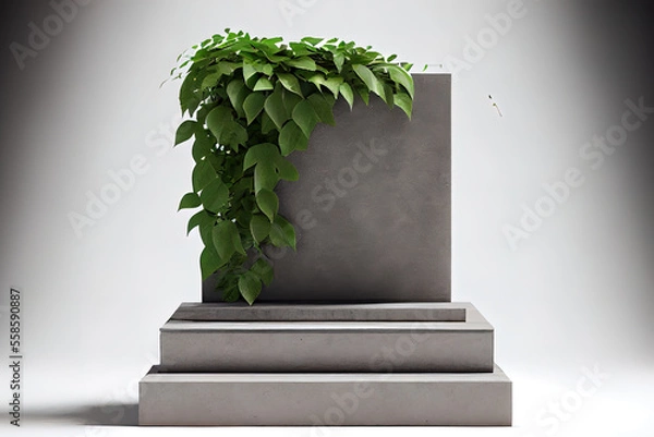 Fototapeta Concrete empty podium and green