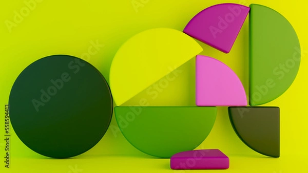 Fototapeta Abstract geometric bright background 3D illustration