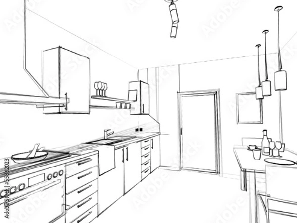 Obraz Szkic kuchni