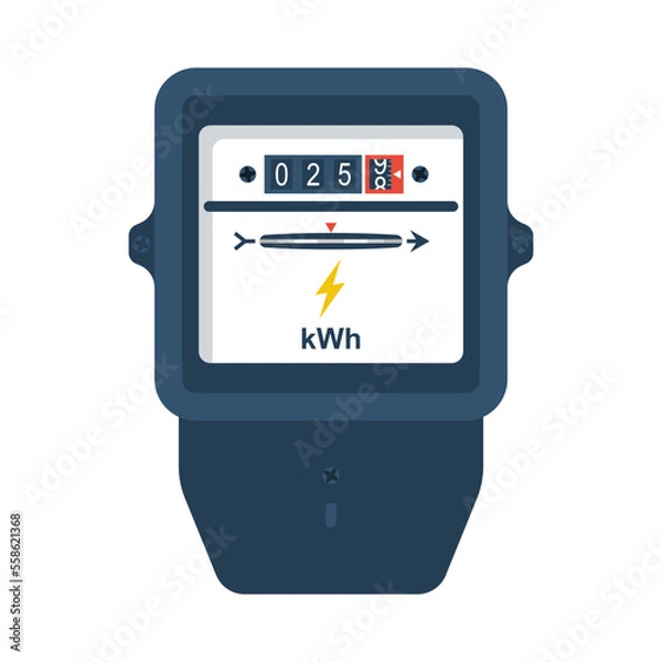Obraz Electric power meter. Electricity counter. Energy meter. Vector illustration flat design. Isolated on white background.