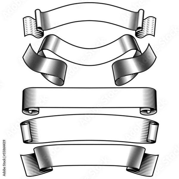 Obraz black and white banners set