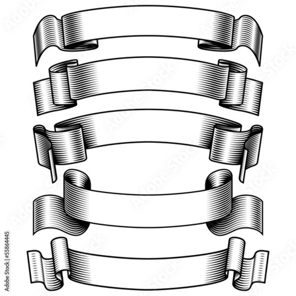 Obraz black and white banners set