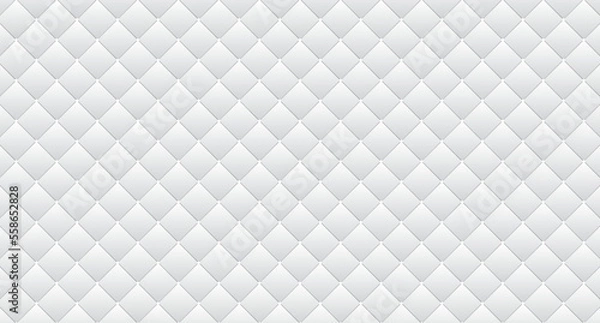 Obraz Simple upholstery quilted background. White leather texture sofa backdrop. Vector illustration