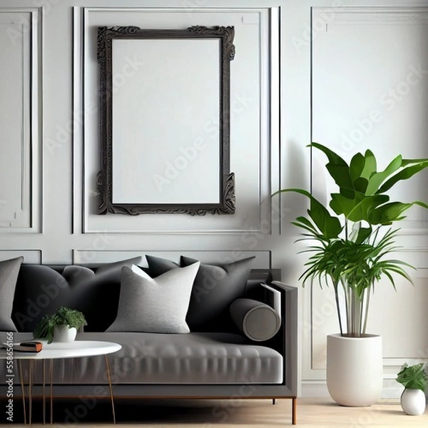 Fototapeta A frame mockup of in a living room in French Country style