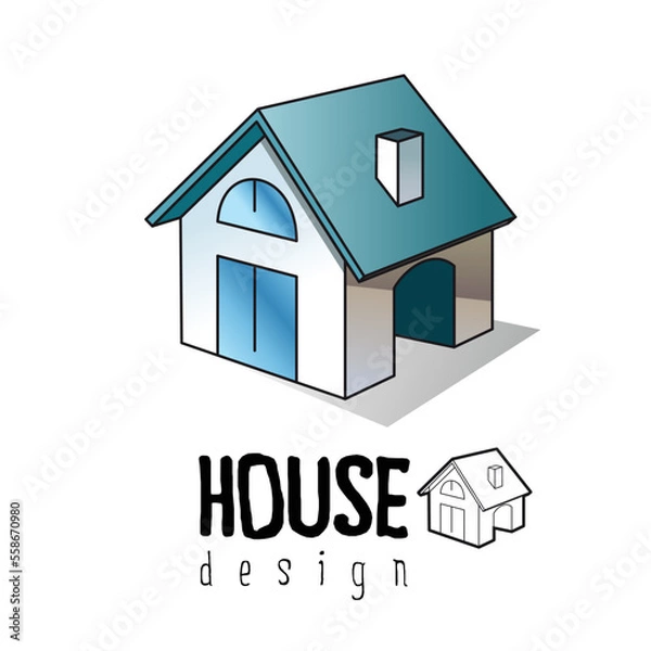 Fototapeta Isometric 3d private house real estate decorative icons. Architecture agency, property and home. Isolated cartoon illustration of building symbol for web