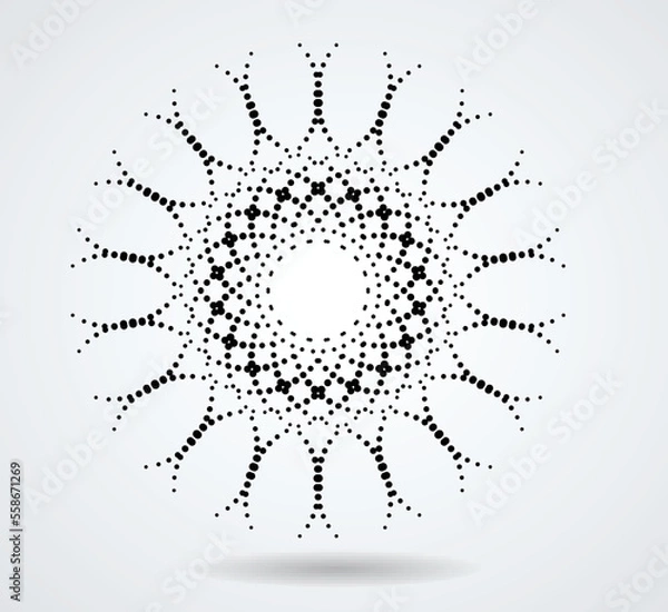 Fototapeta Halftone dots in circle form. round logo . vector dotted frame . design element
