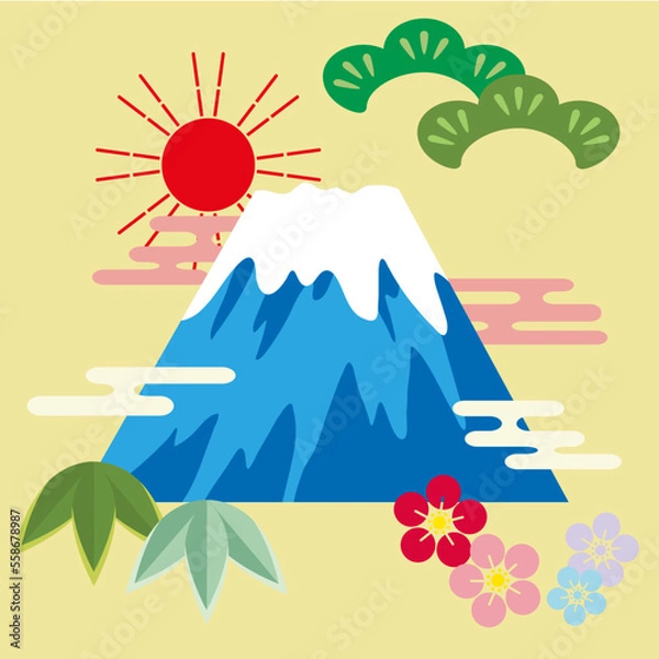 Obraz 年賀状　お正月　富士山イラスト