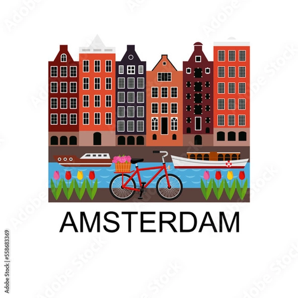 Obraz Amsterdam in old style card. 