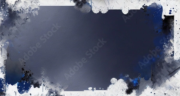 Fototapeta Abstract dark blue background with ink stains spread