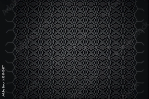 Fototapeta Background Illustration of seamless abstract black ornate floral vine pattern,generative ai.