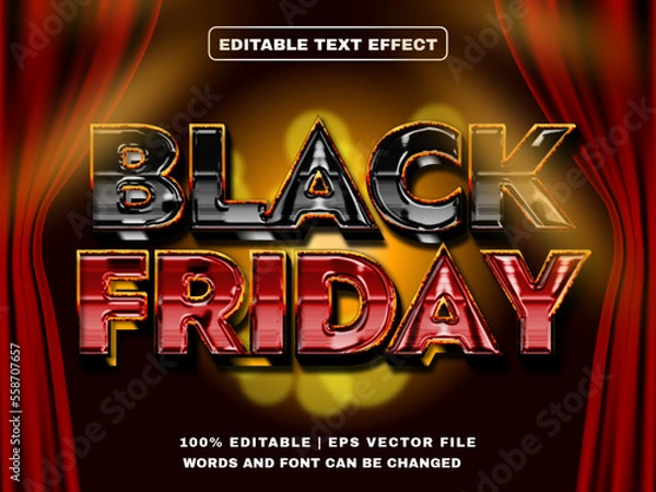Obraz Black friday 3d editable text effect premium vectors