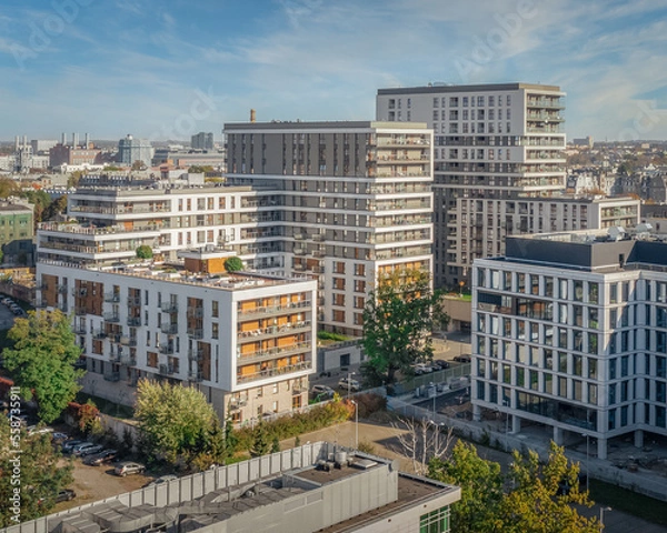 Obraz Nowoczesne osiedle apartamentowców w centrum Łodzi