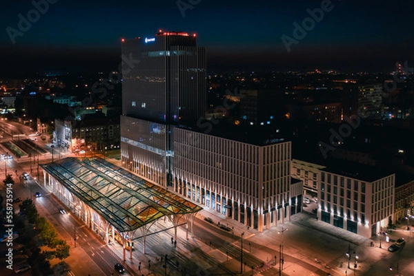 Fototapeta Wieczorne kolory centrum miasta Łodzi