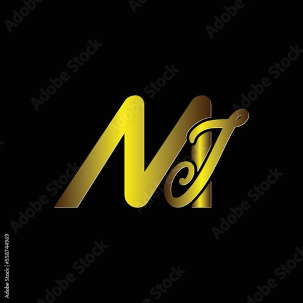 Fototapeta MJ Text Logo Vector Design, Alphabet Logo assets modern style