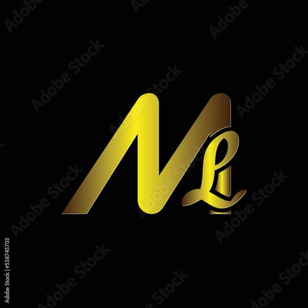 Obraz letter ML logo Vector template, Modern Logo Font