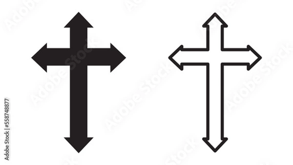 Fototapeta Christian cross icon collection on White Background. Vector illustration