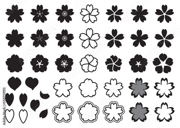 Fototapeta いろいろな形の桜のマークのセット