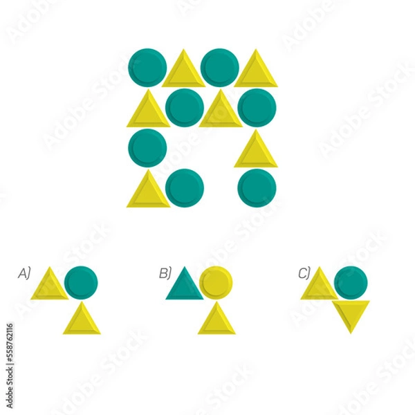Obraz Find the Missing Piece. Shape completion questions, Find next shape