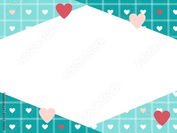 Fototapeta ホワイトデーなどの背景素材　ハート　チェック柄