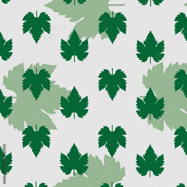 Fototapeta .repeated green grape leaves flat pattern vector design. well us as wallpaper