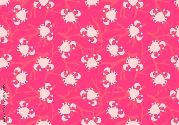 Fototapeta Cartoon silhouette animals seamless crabs pattern for wrapping paper and kids clothes print and fabrics