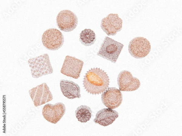 Obraz Stippled chocolate. Background for valentine's day. Flat lay, top view