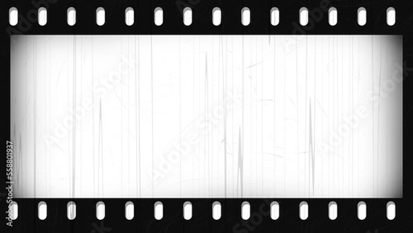 Obraz Vintage grungy film  isolated on transparent background. Retro analog scratched and smudged old negative strip with vignette border effect   in 8k 16:9 ratio. 3D rendering.