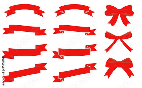 Fototapeta 赤のかわいいリボンイラストセット