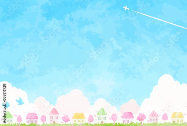 Obraz 春の街並みイラスト