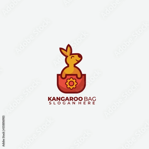 Obraz cute kangaroo logo illustration template design color