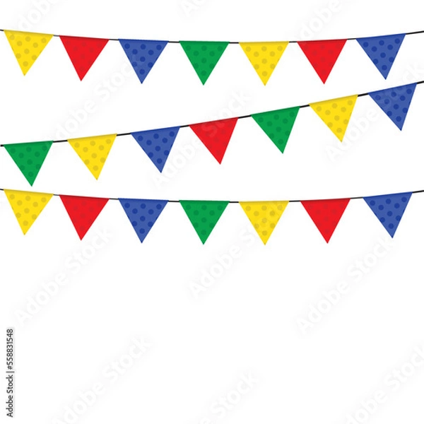 Fototapeta Colorful party flags isolated on a white background