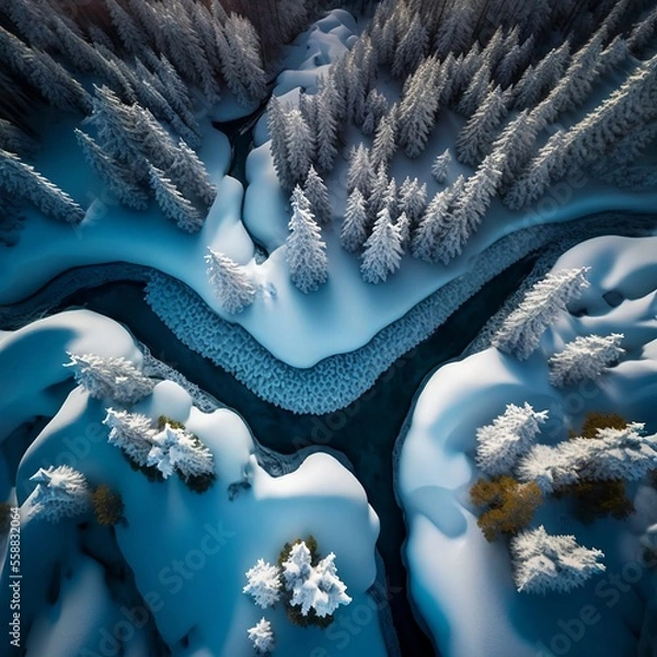 Obraz Snow Covered River and Trees