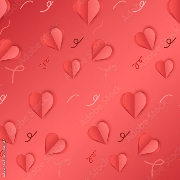 Fototapeta Red Valentine's day background.Abstract red heart background. Vector illustration.
