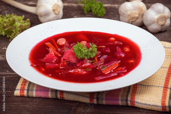 Obraz Russian and ukraine cuisine - borsch