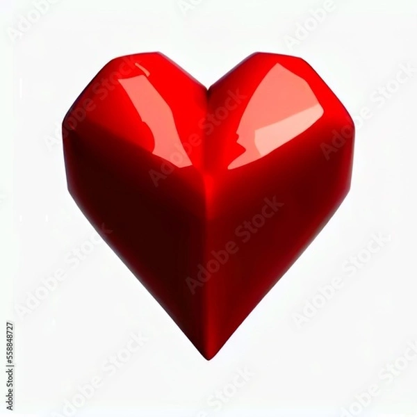 Obraz Red heart isolated on a white background. 3D render