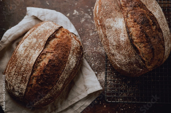 Fototapeta Rustic sourdough wholewheat bread