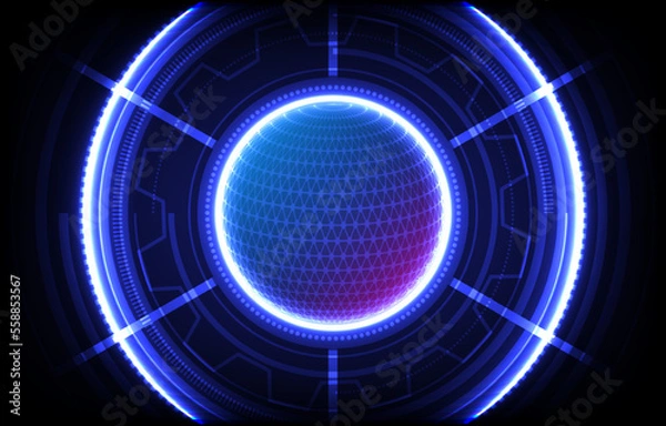 Fototapeta Global world futuristic electronic circuit technology background.Gear background with various technological elements.
