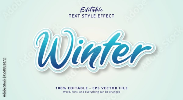 Obraz Blue on white Winter Text Style Effect Editable Text Effect