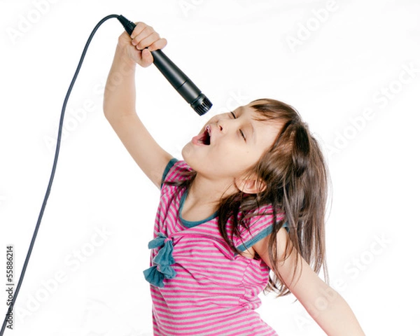 Obraz Asian girl singing with microphone