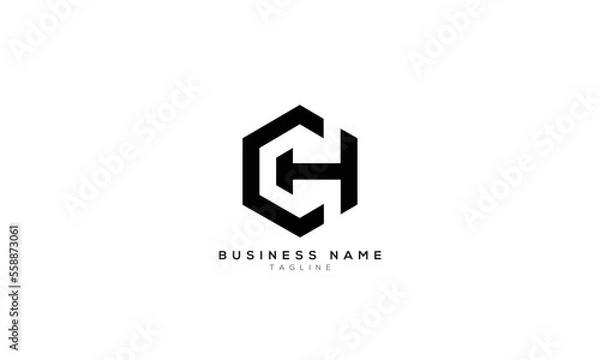 Obraz CH, HC, HA, AH, H, Abstract initial monogram letter alphabet logo design