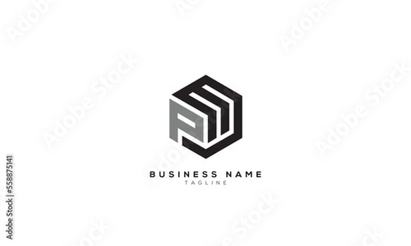 Obraz PM, MP, PE, EP, PW, WP, Abstract initial monogram letter alphabet logo design