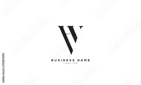 Obraz HV, VH, IH, HI, AH, HA, Abstract initial monogram letter alphabet logo design