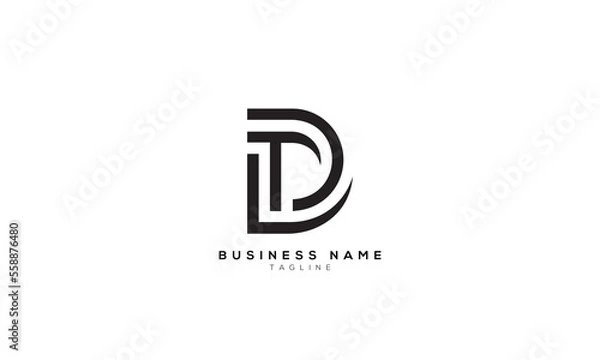 Obraz TD, DT, LD, DL, PD, DP, TL, LT, D, Abstract initial monogram letter alphabet logo design